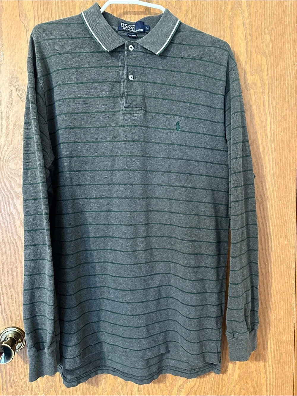 Polo by Ralph Lauren Long-Sleeve Striped Polo Shirt - Dark Gray